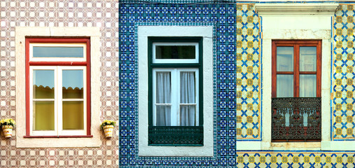 Obraz premium Collage of windows in Portugal with tiles