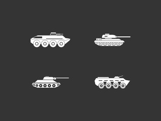 Tank icon set vector white isolated on grey background 