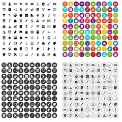 100 classroom icons set vector in 4 variant for any web design isolated on white