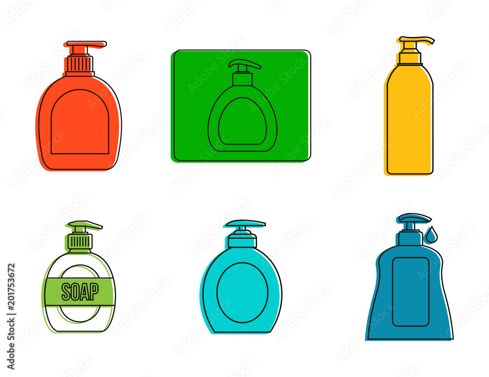 Poster dispenser icon set. color outline set of dispenser vector icons for web design isolated on white bac