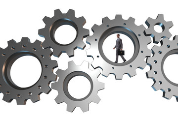 Teamwork concept with cogwheels and business people
