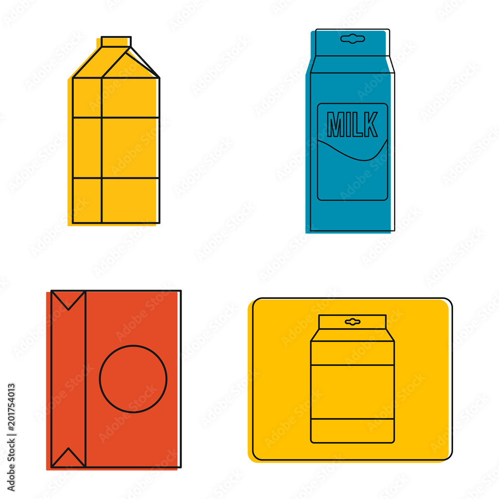 Poster packaging icon set. color outline set of packaging vector icons for web design isolated on white bac