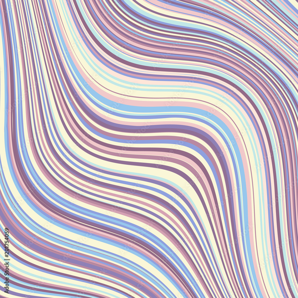 Poster Abstract vector pattern. Curved wavy psychedelic irregular lines.