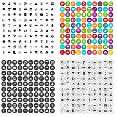 100 climate icons set vector in 4 variant for any web design isolated on white