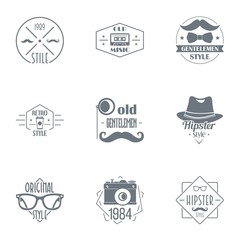 Hipster logo set. Simple set of 9 hipster vector logo for web isolated on white background