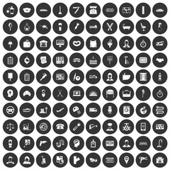 100 work icons set in simple style white on black circle color isolated on white background vector illustration