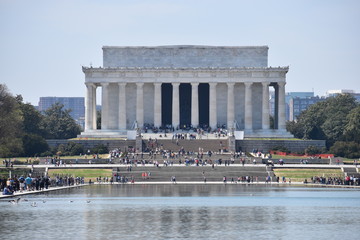 Famous Lincoln Memorial on the Lincoln Memorial Reflecting Pool in USA