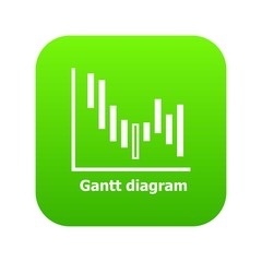 Gantt diagram icon green vector isolated on white background