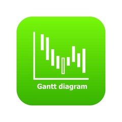 Gantt diagram icon green vector isolated on white background