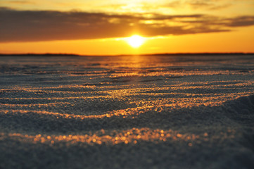 Fototapeta premium Frozen sea sunset