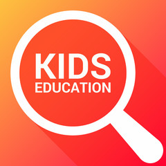 Learning Concept: Magnifying Optical Glass With Words Kids Education