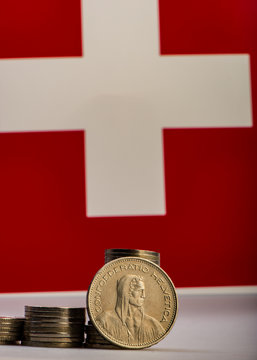 Swiss coin five francs.