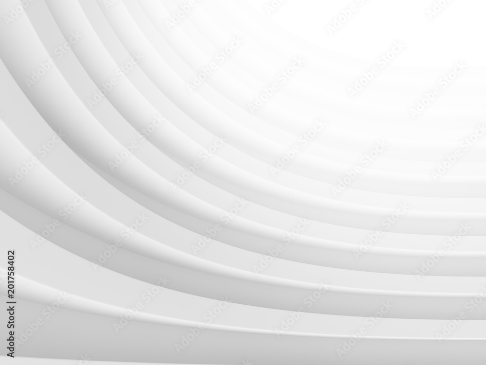 Aufkleber abstract of white curved architectural pattern background,concept of future modern facade design on 