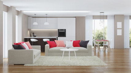 Modern house interior. 3D rendering.
