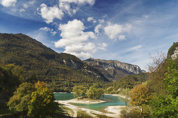 Tenno lake in autumn, Riva del Garda (Italy)