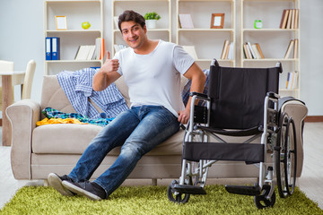 Disabled man recovering at home