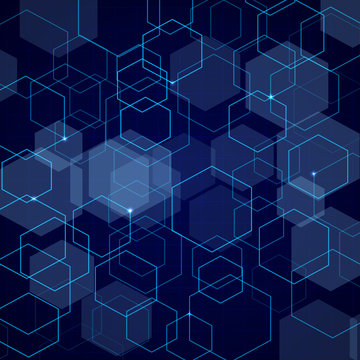 Abstract blue hexagon grid background