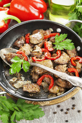 Lliver with sweet pepper