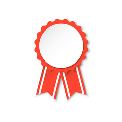 Award ribbon icon. Medal badge illustration on white isolated background. Ribbon business concept.