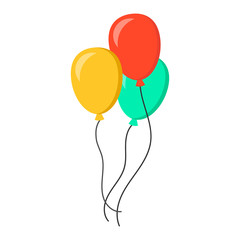 Air balloon flat vector icon. Birthday baloon illustration on white isolated background. Balloon business concept.