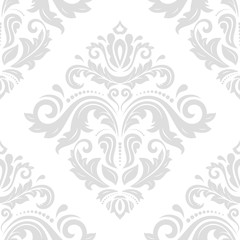 Orient vector classic pattern. Seamless abstract background with vintage light silver elements. Orient background. Ornament for wallpaper and packaging