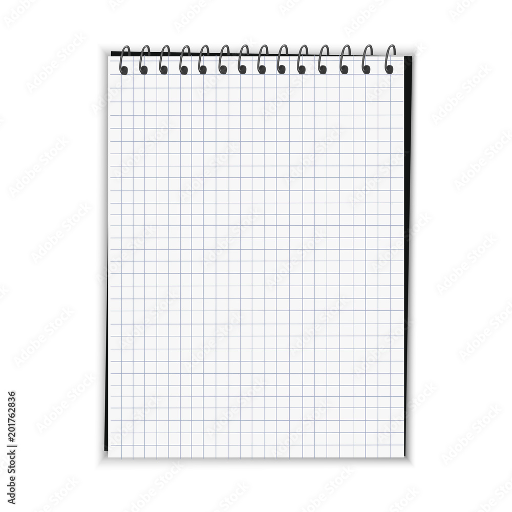 Poster realistic spiral blank notebook - stock vector