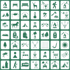 Set of travel and camping equipment icons