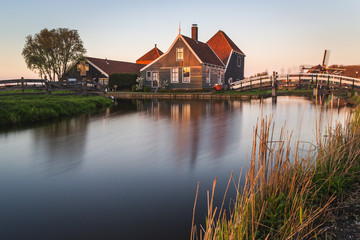 Fototapeta na wymiar Traditional architecture in Zaanse Schans - Holland Netherlands