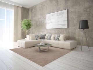 Mock up a stylish living room with a comfortable corner sofa and modern interior.
