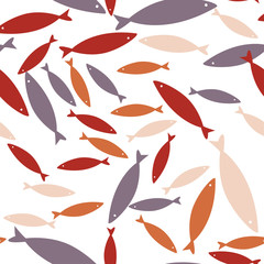 Seamless vector pattern with fishes. Colorful background, wildlife sea texture.