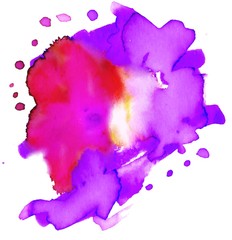 Colorful abstract watercolor texture stain with splashes and spatters. Modern creative watercolor background for trendy design.