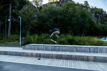Mid flip skateboarding