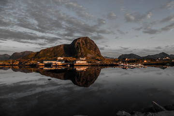 Mountain reflection on quiet water