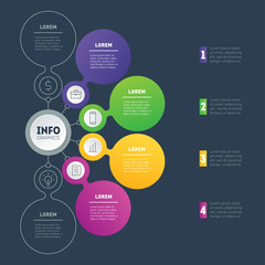 Infographic or Business presentation with 4 or 6 options. Vector dynamic infographics or mind map of technology or education process. Web Template of a chart, mindmap or diagram