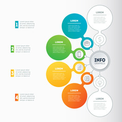 Infographic or Business presentation with 4 or 6 options. Web Template of a chart, mindmap or diagram Vector dynamic infographics or mind map of technology or education process.