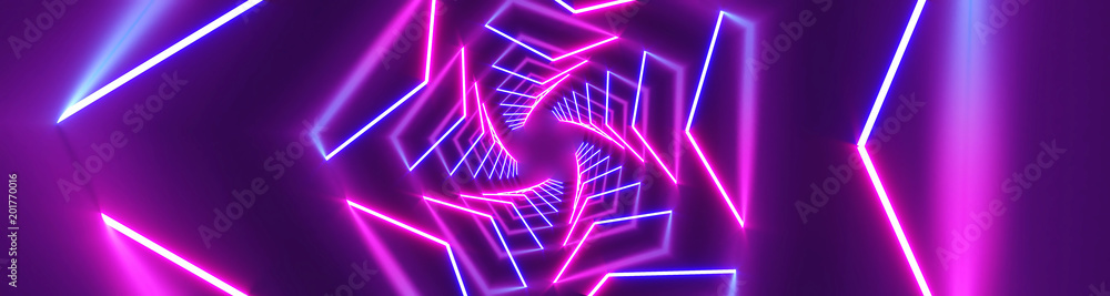 Aufkleber 3d rendering neon lights background. bright neon lines background. intelligence artificial. abstract