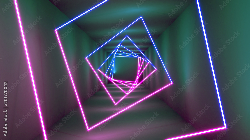 Aufkleber 3d rendering neon lights background. bright neon lines background. intelligence artificial. abstract