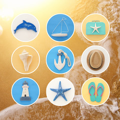 nautical collage with sea life style objects.