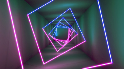 3D rendering Neon lights background. Bright neon lines background. Intelligence artificial. Abstract illustration