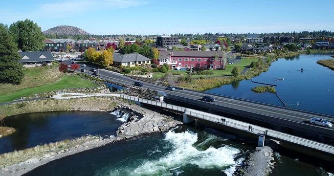 Drone footage of Kayak Park  on the Deschutes River, Bend Oregon