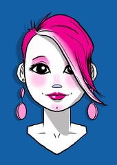 Girl with long pink earrings