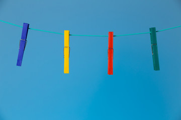 Close-up of colorful clothespins