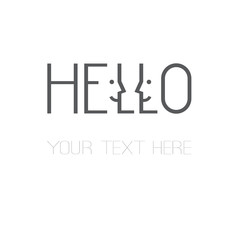 slim rectangular grey lettering hello word design with smiling faces great for your blog, website, t-shirt, greeting card, poster and other © anastasia_art