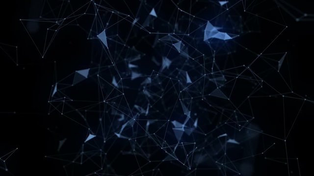 Futuristic animation with glowing triangles in slow motion, 4096x2304 loop 4K