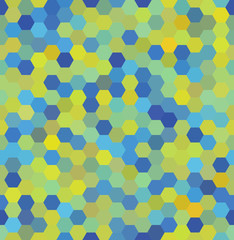 seamless abstract mosaic background. Hexagons geometric background. Design elements. Vector illustration. Yellow, green, blue colors.