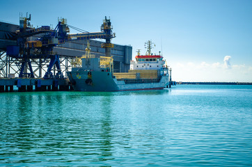 Big ship in a dockyard industrial marine background