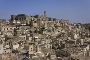 Fototapeta na wymiar Day view of the historic Sassi district of Matera old town