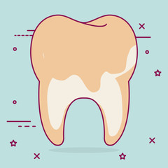 tooth dirty dental care icon vector illustration design