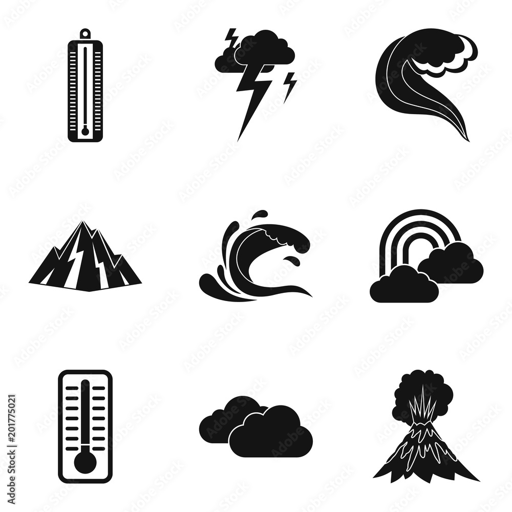 Poster meteorological office icons set. simple set of 9 meteorological office vector icons for web isolated