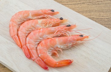 Cooked Prawns or Tiger Shrimps on A Cutting Board